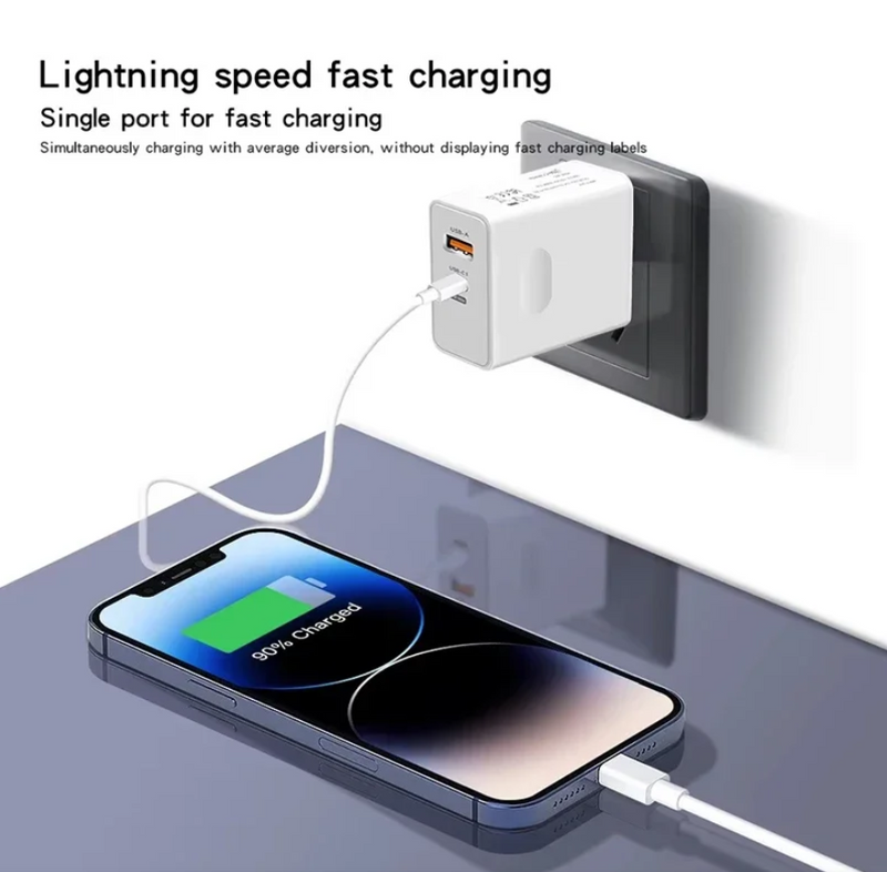 120W Fast Charger USB 3.0 Type-C 2 In 1 Charge Adapter For Phones
