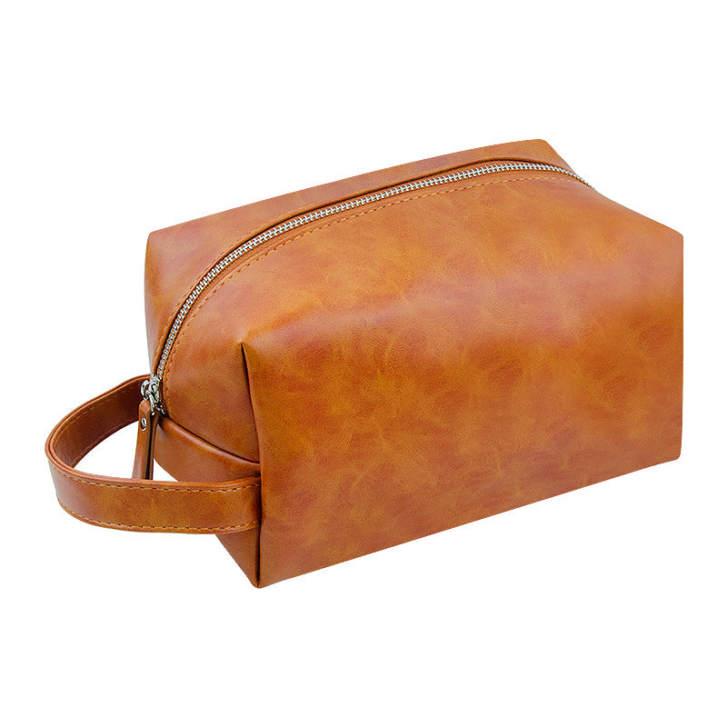 Travel Cosmetic Case for Woman Vintage PU Leather Large Capacity Makeup Organizer Bag with Secure Double Zipper