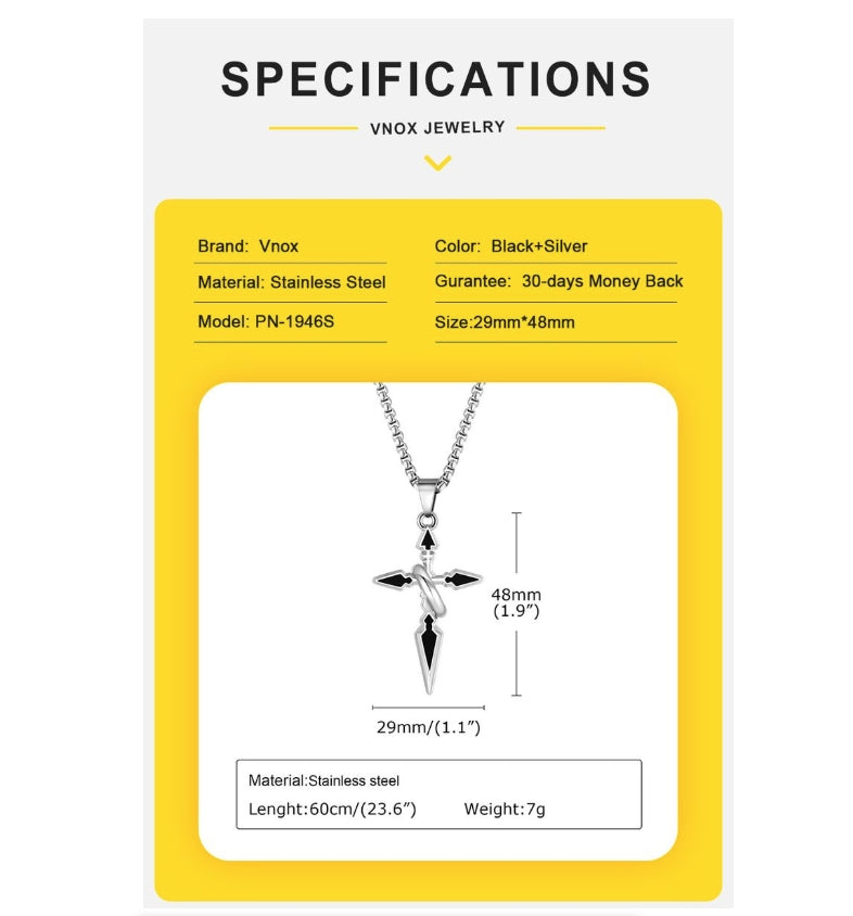 Arrow Shaped Cross Necklaces for Men Woman - Cross with Circle Pendant