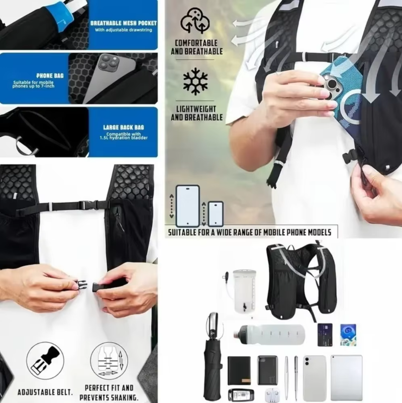Running Hydration Vest for Woman Men Water-Resistant, Breathable, Backpack