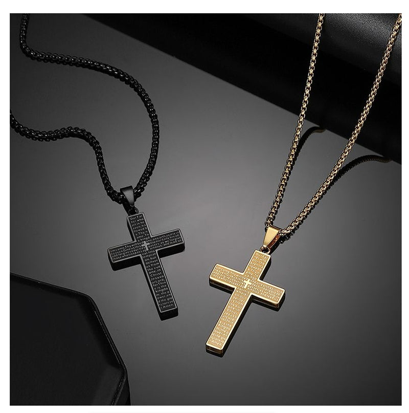 Christian The Lord's Prayer Cross Pendant Necklace For Men