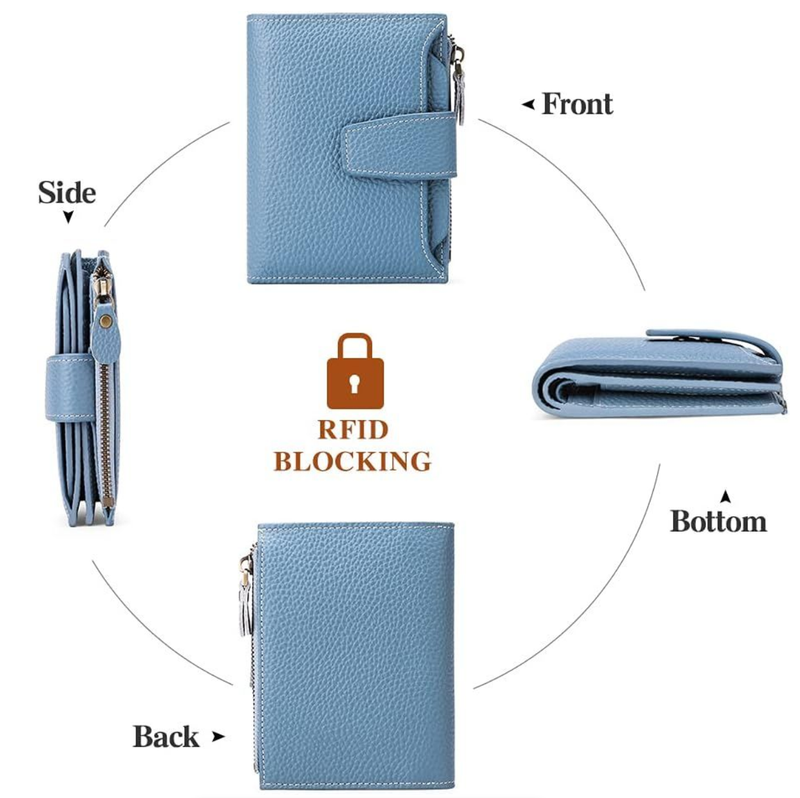 Small Wallet for Woman Genuine Leather Bifold Compact