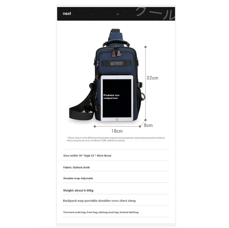 Large Capacity Chest Bag Versatile Multi-Functional Shoulder Crossbody