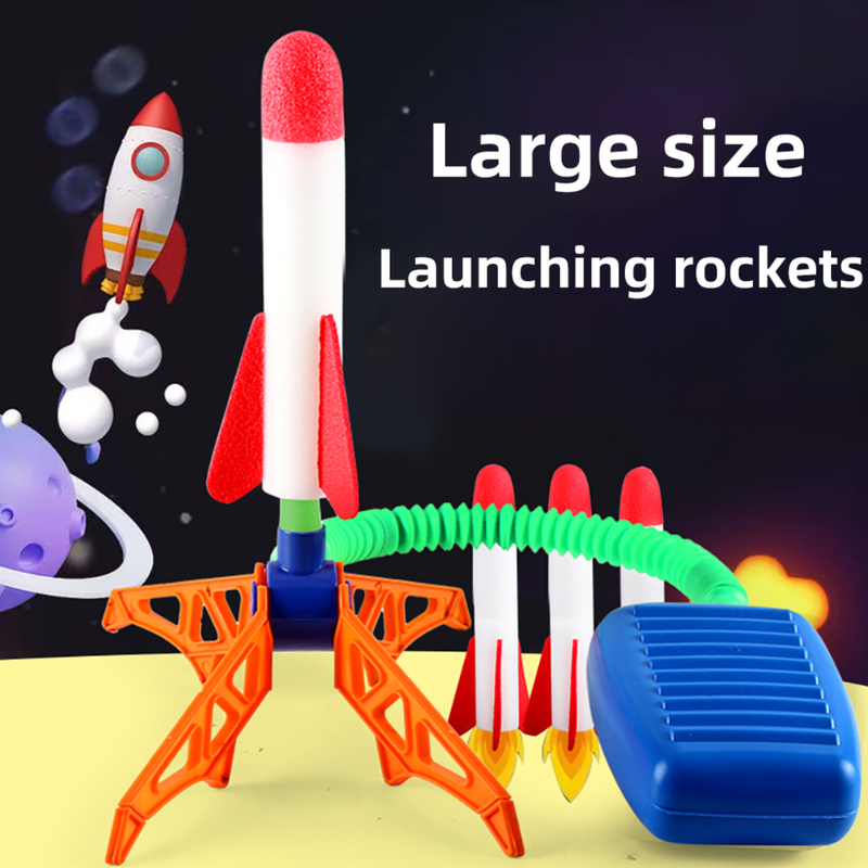 Children Air Stomp Rocket Launcher Toy Flying Foam Rockets Foot Pump Jump