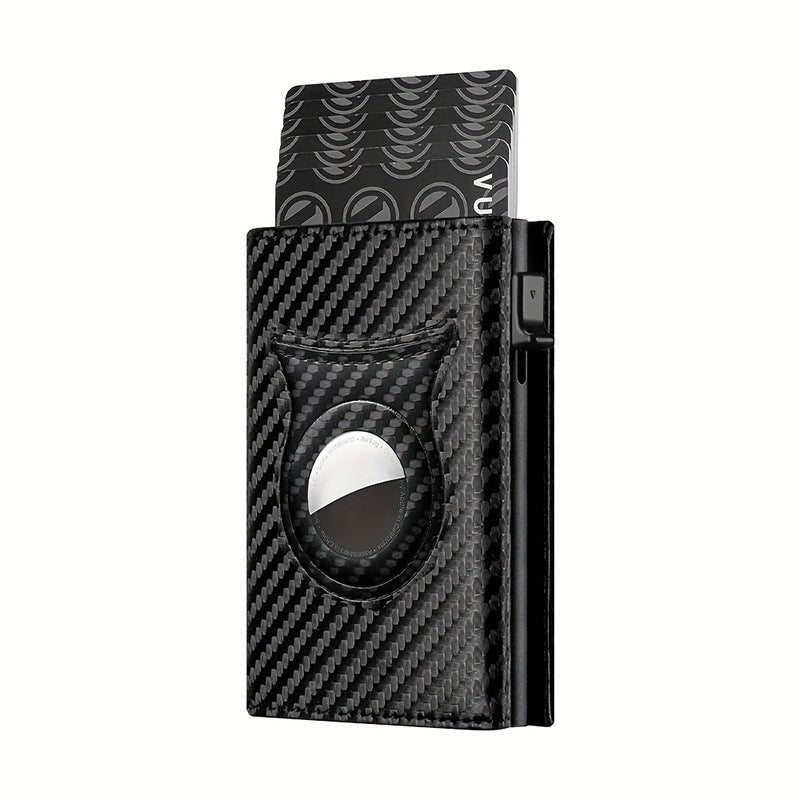 Men's Carbon Fiber RFID Blocking Wallet- Slim Card Case with Tracker Pocket