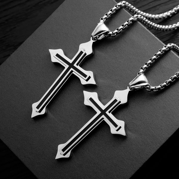 Cross Pendant Necklaces For Woman Men Teens Punk Hip Gothic Cross Pendant