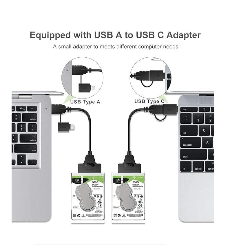 USB 3.0 / USB-C to Sata Cable for 2.5 3.5 Inch HDD/SSD Hard Drive Disk