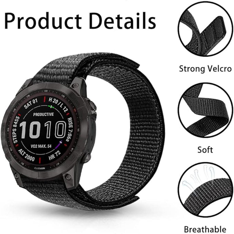 Strap 22mm Nylon Soft Lightweight Velcro Breathable Watch Bands
