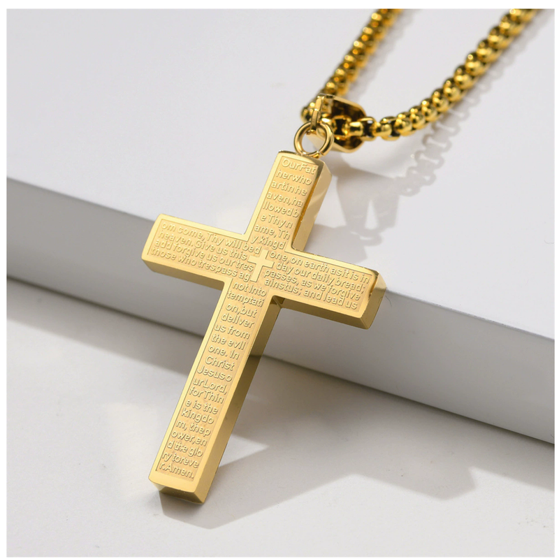 Cross Pendant Necklace For Men Our Father Who Art In Heaven Jewelry