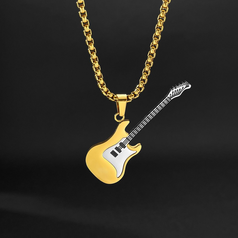 Men's Necklace - Musical Based Rock Hip Hop Electric Guitar Bass Necklace