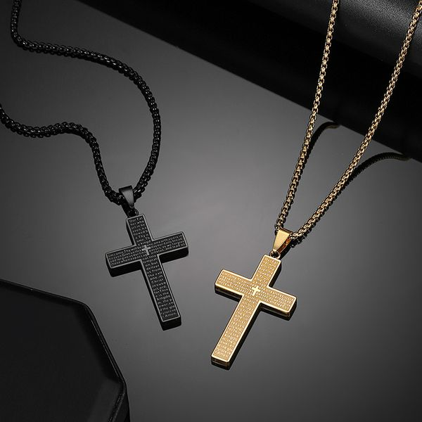 Christian The Lord's Prayer Cross Pendant Necklace For Men