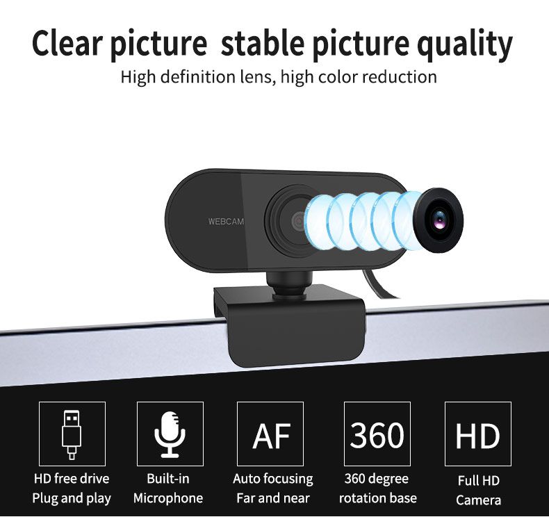 Webcam 1080P Built-in Microphone High-definition USB Camera