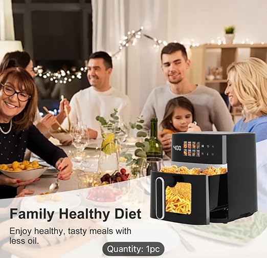 5.5L Digital Smart Air Fryer, Black, 8 Preset Programs with LCD Display