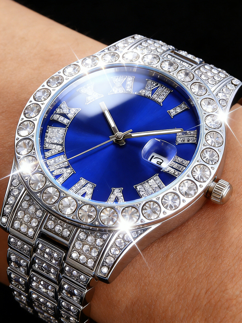 Men's Watch Set Trendy Chain Calendar Function Fashion Design Birthday Gift