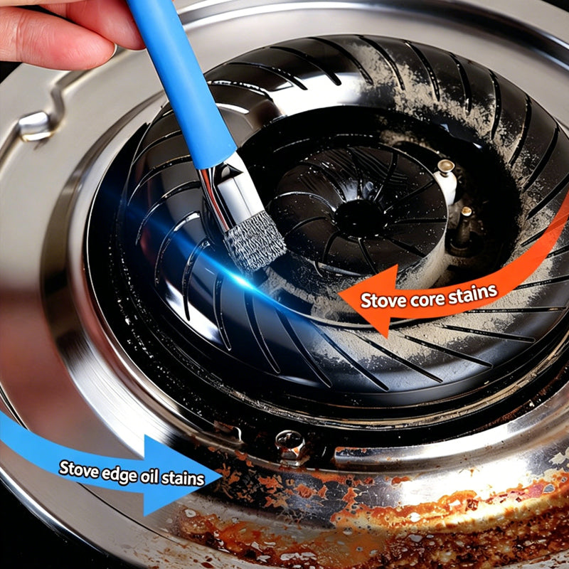 Dual-Head Stainless Steel Cleaning Brush, Multi-Purpose Stove & Gap Cleaner - 1 Piece