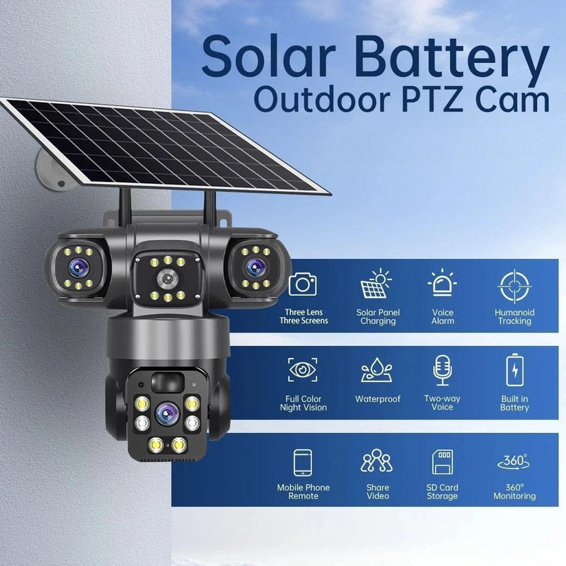 9MP Solar Security Camera Outdoor 4G/Wifi Human Detect Cameras Night Vision
