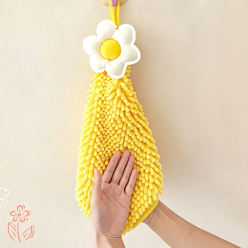Cute Flower Hand Towel, Ultra-Soft Chenille Hanging Hand Drying Cloth - I PCS