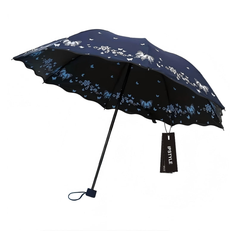 Sunny Rainy Days Umbrella Butterfly Print Umbrella Windproof UV Protection
