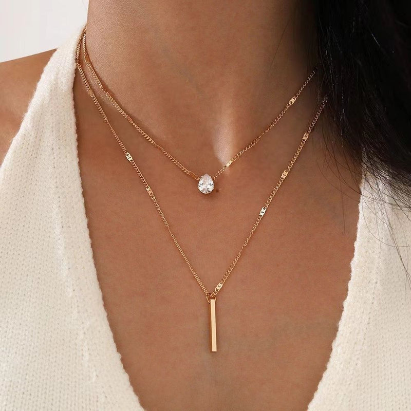 Droplet Gold Titanium Steel Necklace for Woman