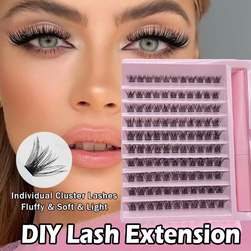 Lash Clusters Lash Curl Extension Kit with Lash Bond &Tweezer (8-16mm) Mixed Length Lash Clusters to Get Different Lash Styles, Easy to Apply for Beginners, Looks Real & Natural
