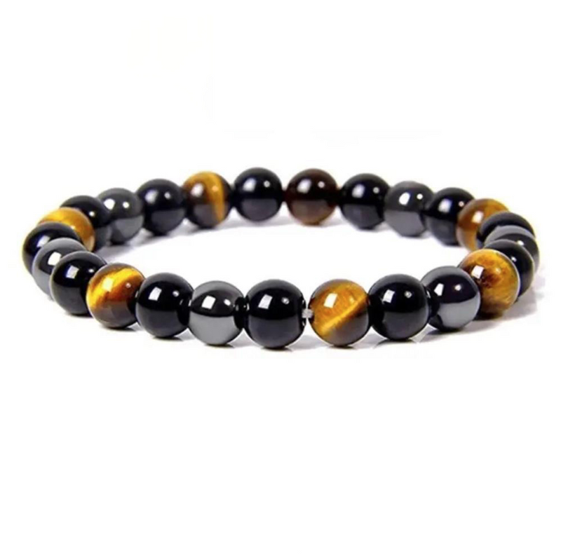 Natural Black Obsidian Hematite Tiger Eye Beads Bracelets Men