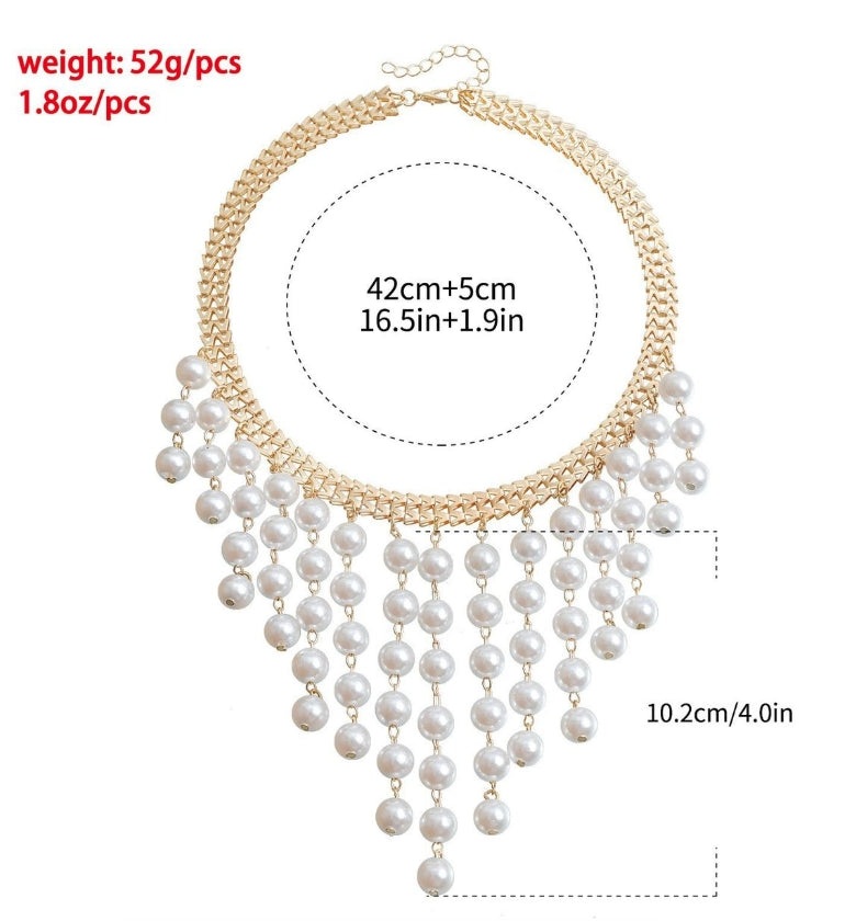 Long Pearl Tassel Necklace for Woman Trendy Elegant Creative Design - IPSTYLE