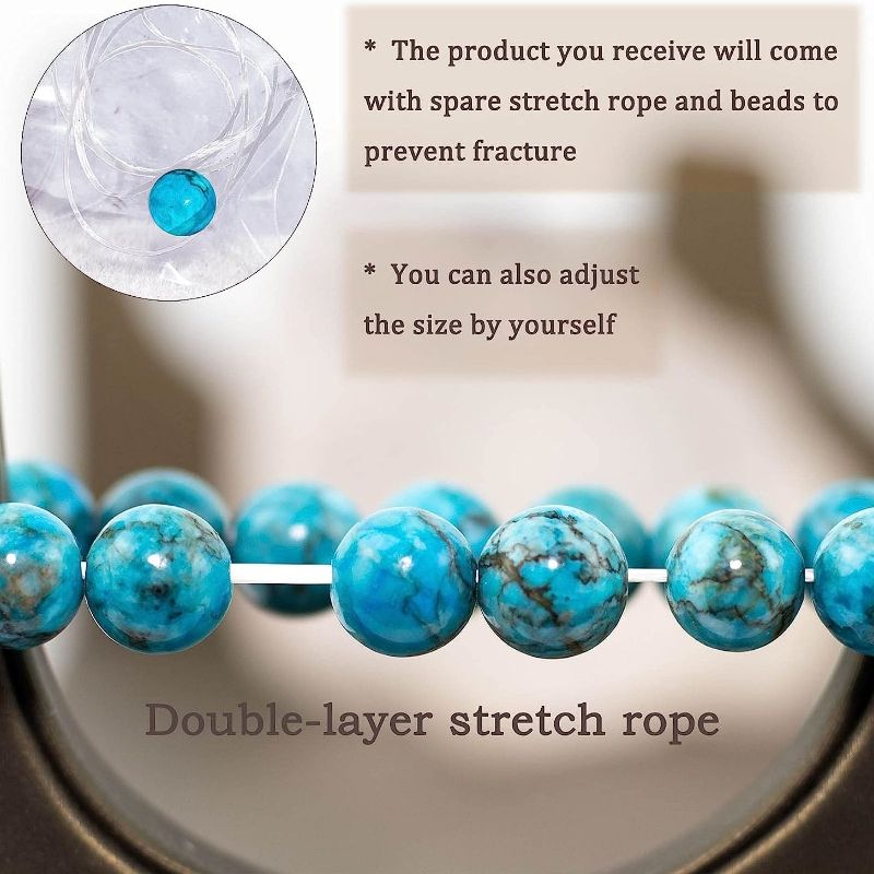 Natural Gemstone Bracelet 8mm Round Beads Healing Magnesite Turquoise