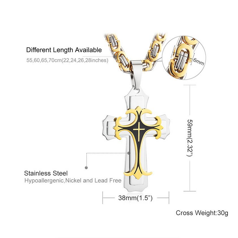 Cross Necklace Multi-layers Stainless Steel Cross Pendants Necklaces
