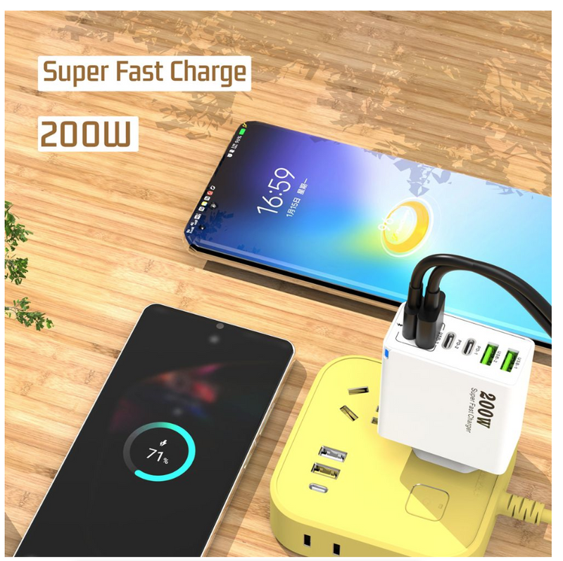 6 Ports Fast Charger USB C Multi Ports PD Quick Charge Wall Phone Adapter