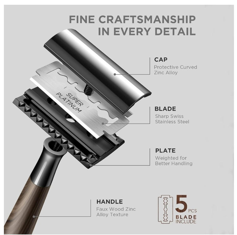 IPSTYLE Double Edge Safety Razor Faux Heavy Duty Men's Shaving Tools