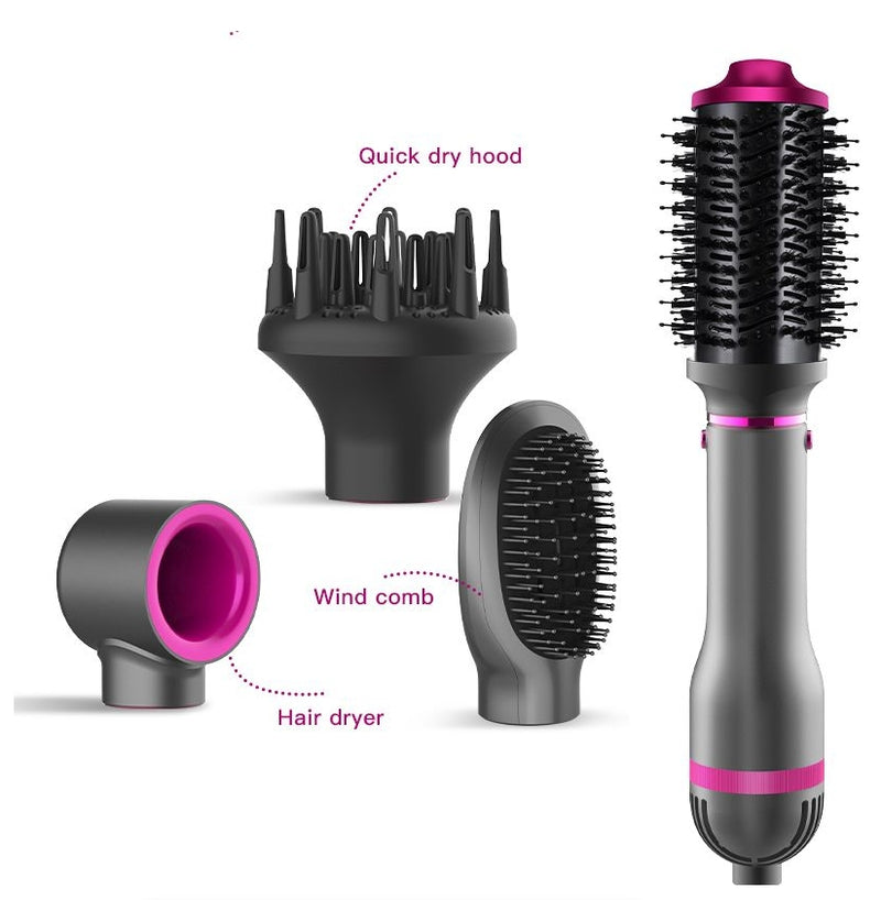 Hair Dryer Hot Air Brush Replaceable Head Straightener Curler Comb Roller