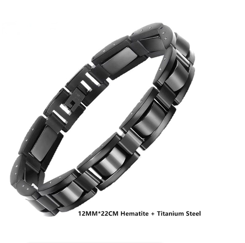 Titanium Steel Hematite Magnetic Bracelet Men Stainless Steel Link Bracelet