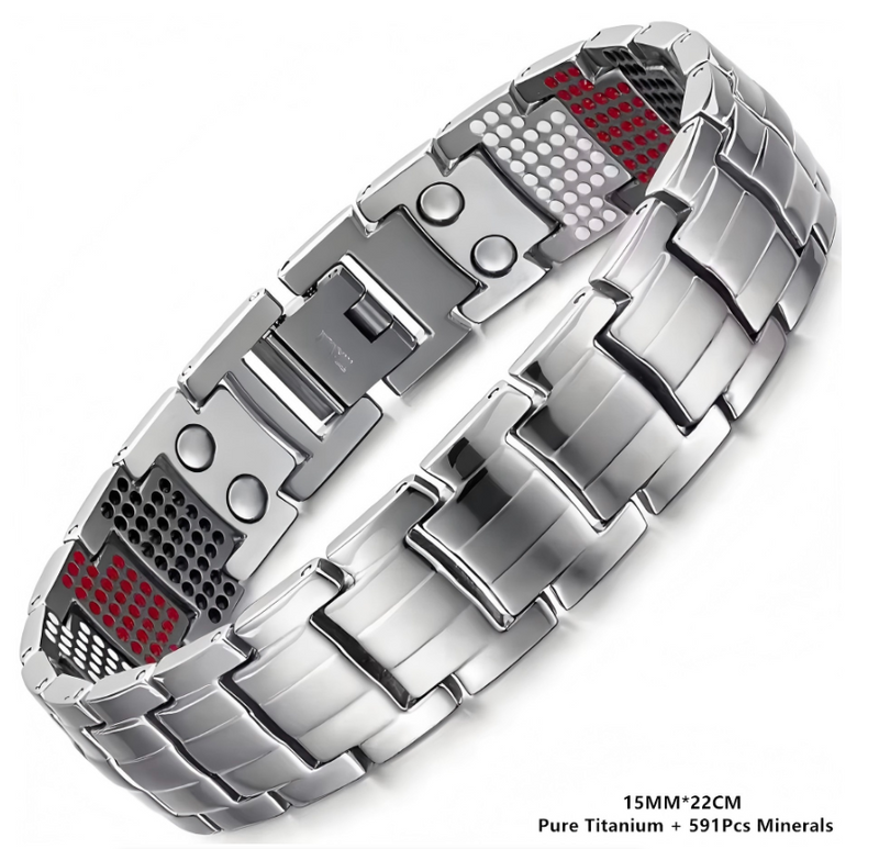 IPSTYLE Men's Bracelet Magnetic Therapy Wristband Premium Pure Titanium