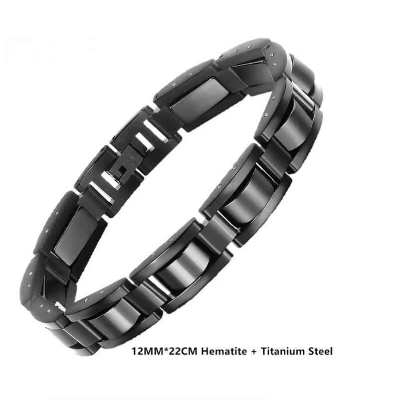 Titanium Steel Hematite Magnetic Bracelet Men Stainless Steel Link Bracelet