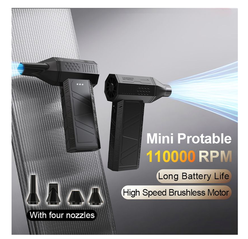 Mini Handheld Turbo Jet Fan Electric 110000RPM Air Blower Duster with Extra Nozzle for Car Dryer PC