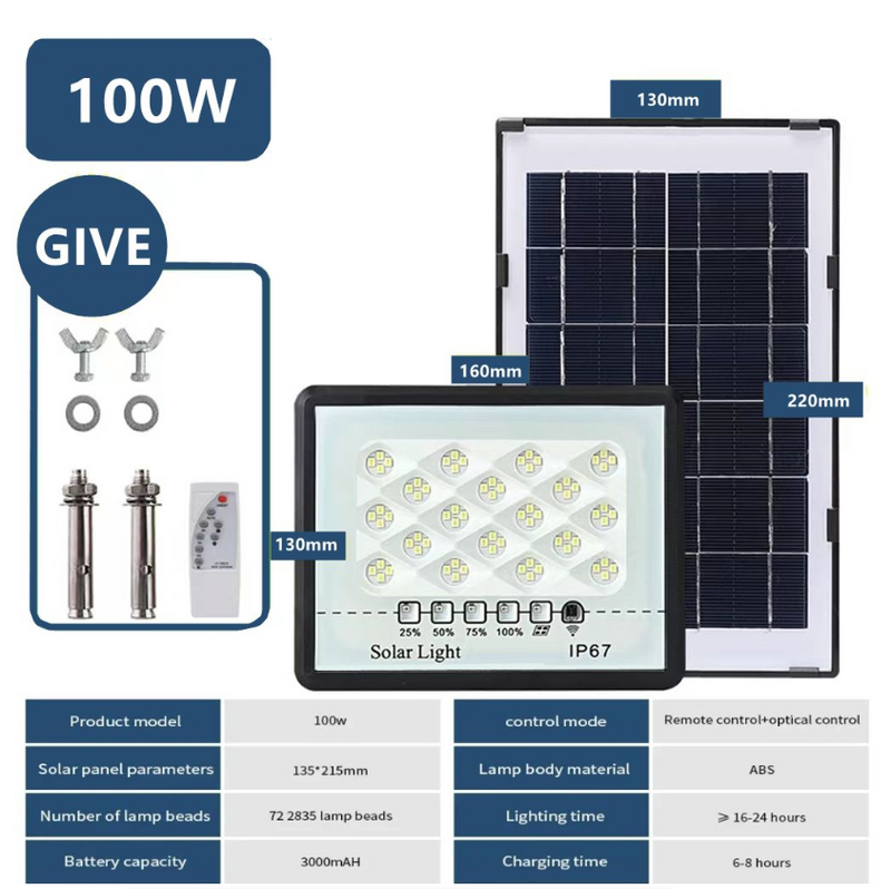 Super bright solar light LED solar floodlight outdoor LED courtyard light - 72LED-100W