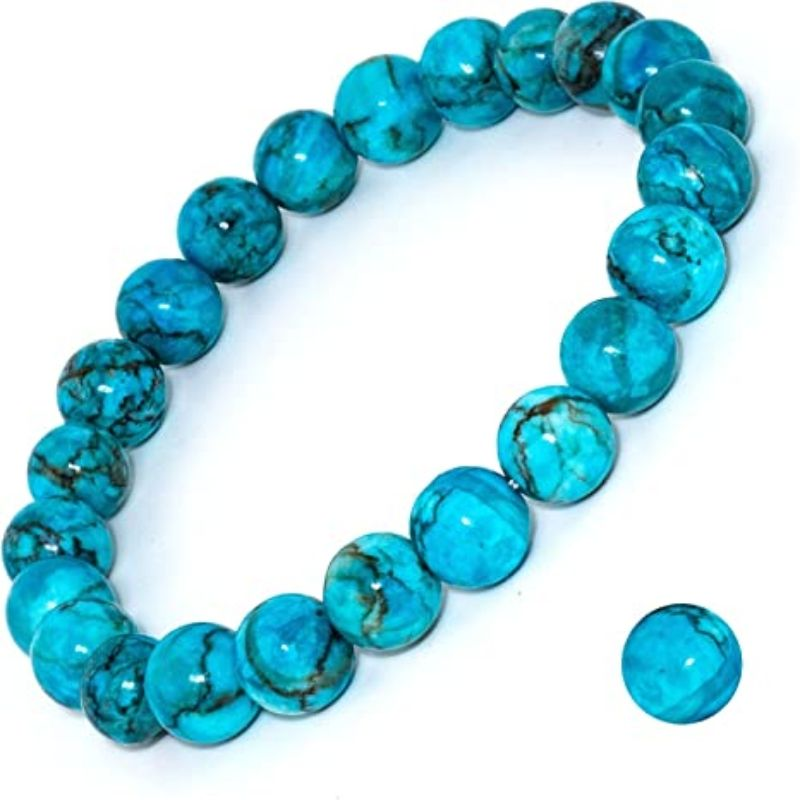 Natural Gemstone Bracelet 8mm Round Beads Healing Blue Magnesite Turquoise