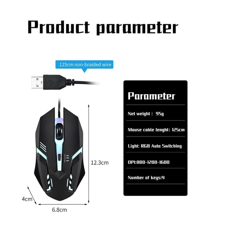 Wired Gaming Mouse Desktop Computer Laptop USB Backlit Mouse