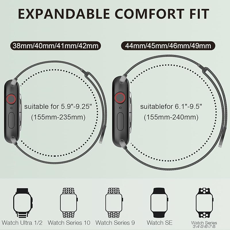 Stainless Steel Band Compatible with Apple Watch 38/40/41/42/44/45/46/49mm