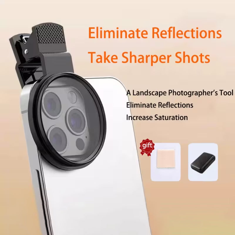 1Piece 52Mm Clip-On Cpl Phone Camera Filter, Circular Polarizer Lens For Smartphones