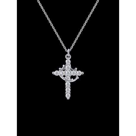 Stainless Steel Cross Rotated Crown Necklace for Woman