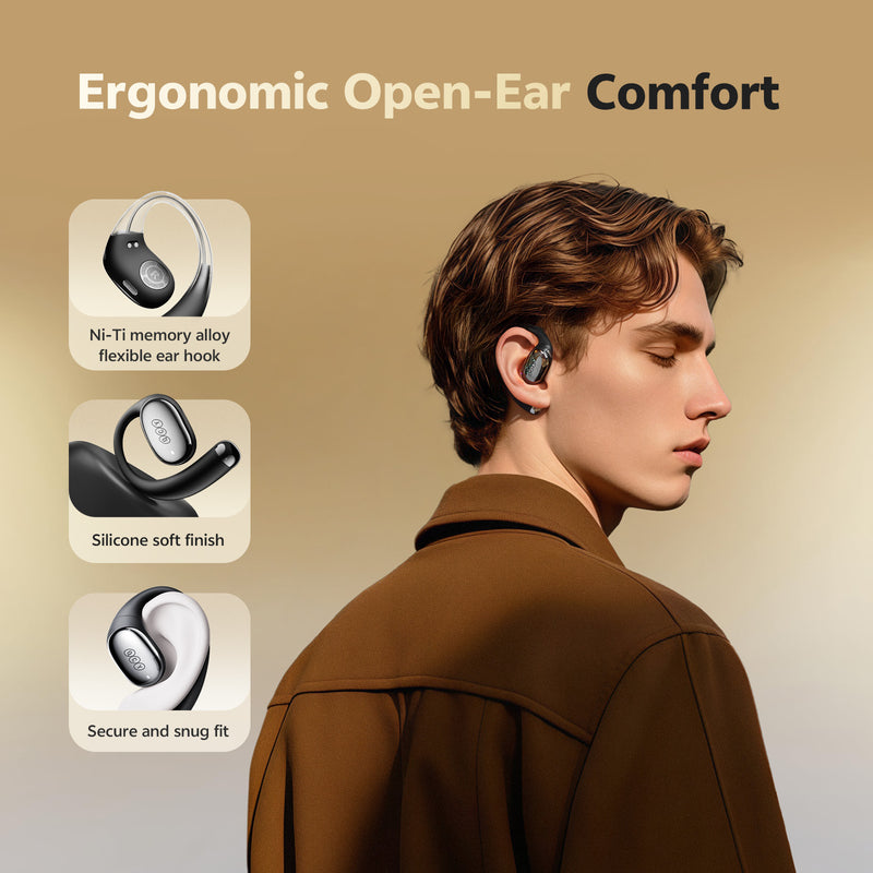 QCY Crossky R70 Open-Ear Earbuds, LDAC Hi-Res Audio, 52H Playtime
