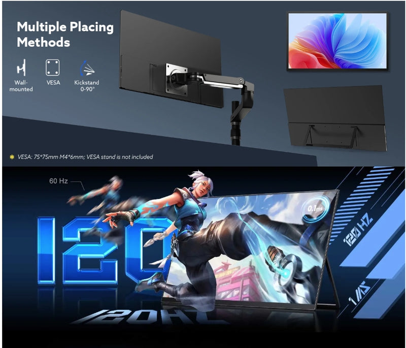 23.8inch Portable Monitor 120Hz RGB 100%