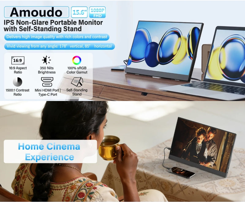 15.6 Inch Portable Monitor 1920x1080P Extend Display