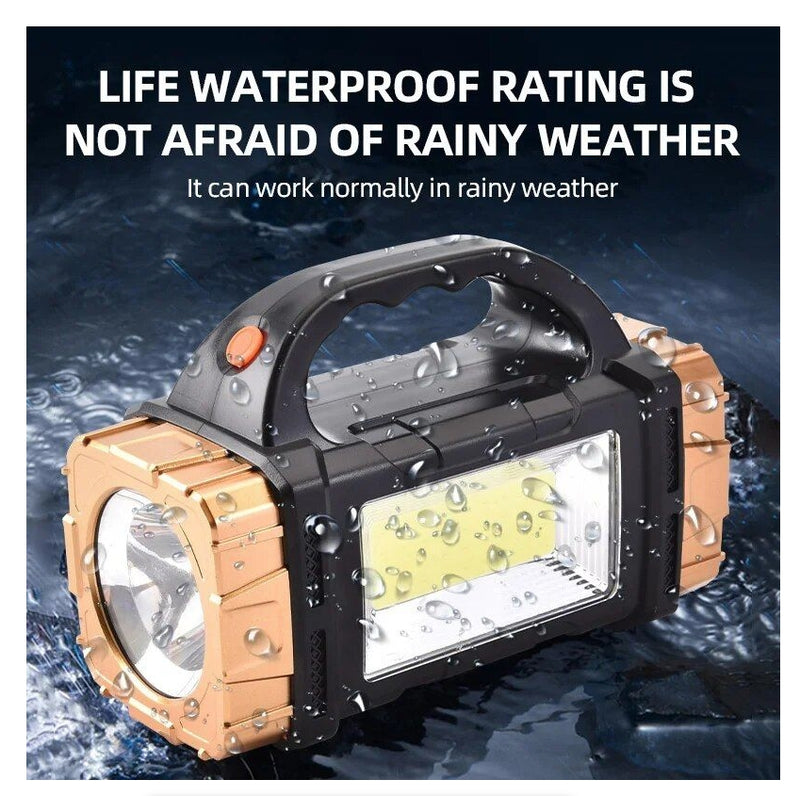 Solar LED Flashlight With COB Work Lights USB Rechargeable Handheld