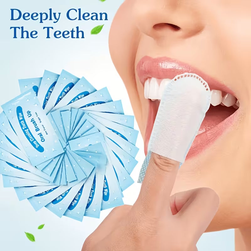 20Piece Mint Finger Tooth Wipes, Deep Cleaning Disposable Teeth Cleaning Swabs