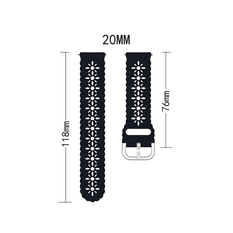 Lace Bands Compatible with Samsung Galaxy Watch 4/5/6 20mm, Soft Hollow-out Silicone Sport Strap
