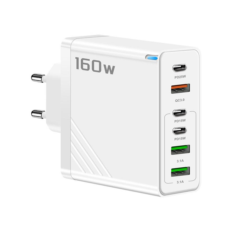 6 Ports Phone Charger Adapter Plug USB A+C with LED Multi Ports