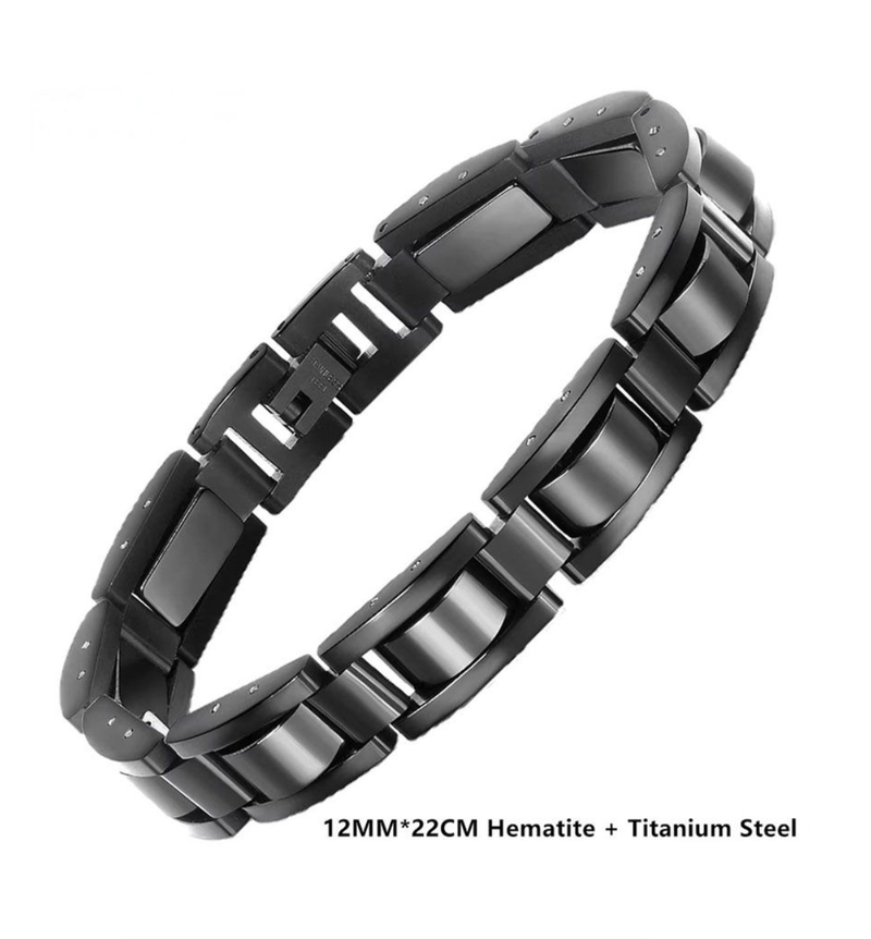 IPSTYLE Men Power Wristband Titanium Steel Hematite Magnetic Bracelets