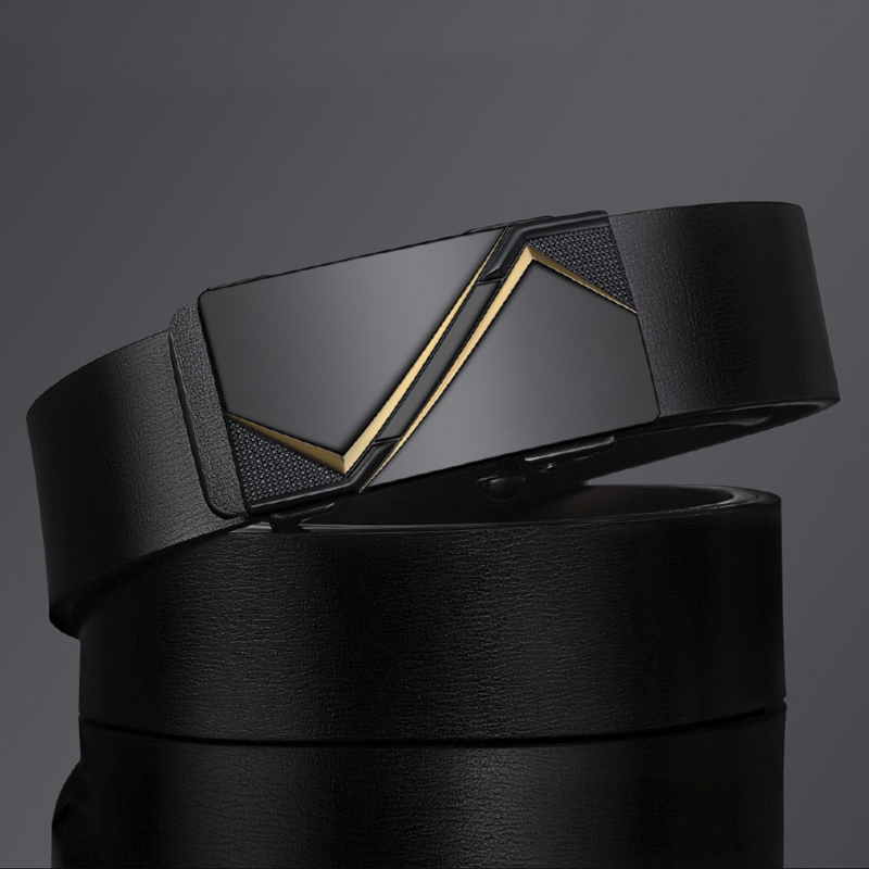 Men's Belt Luxurious PU Belts Men's Casual Fashion Toothless Automatic Simple Buckle Belts
